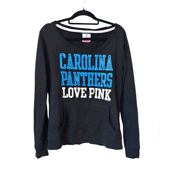 PINK Victoria's Secret Sweaters - Victoria's Secret PINK NFL Carolina Panthers Black & Silver Pullover Sweatshirt